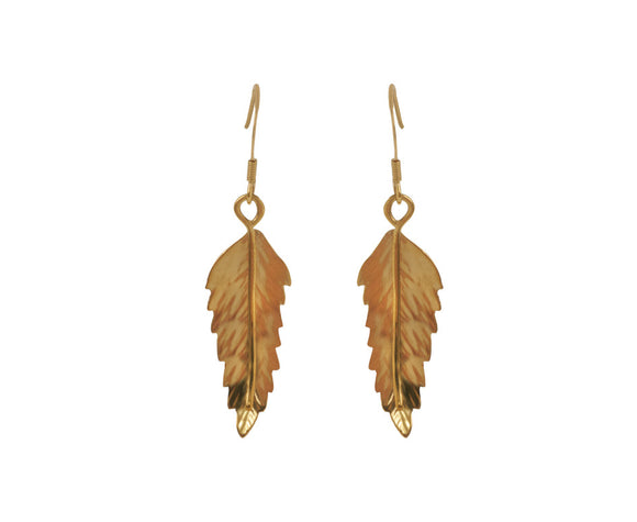 Claire Hawley Handcrafted Sterling Silver With Gold Vermeil Rowan Tree Leaf Earrings