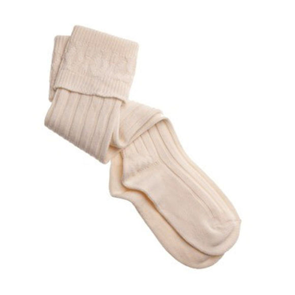 Thistles Shoes High Wool Calve Length Childrens Kids Kilt Hose Socks in Ecru Cream