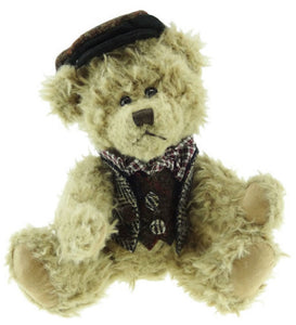 Traditional Scruffy Teddy Bear 100% Authentic Harris Tweed Waistcoat & Cap