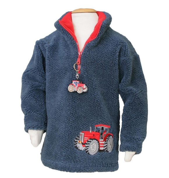 Ramblers Blue Fleece With Red Tractor Motif & Dangly Tractor Keyring