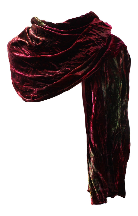 Ladycrow Stunning Single Silk Multi Dyed Velvet Wrap In Earth Colours - Pinks Oranges Greens