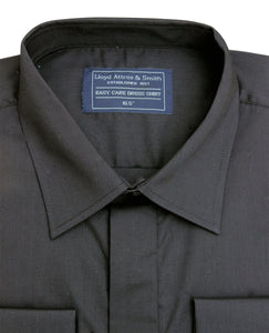 Black Formal Slim Tailored Fit Plain Collar Dress Shirt