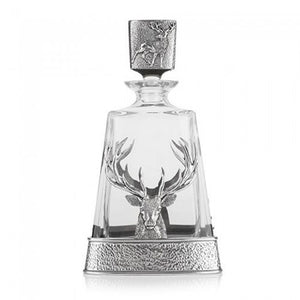 Stunning Pewter Stag & Scottish Thistle Glass Pyramid Crystal Whisky Decanter