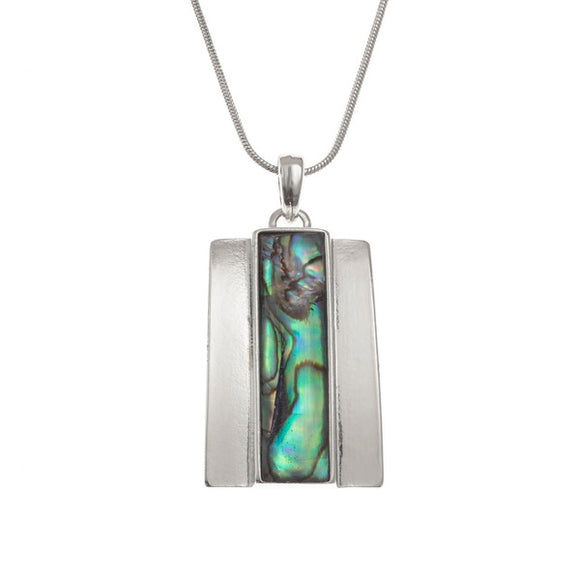 Tide Jewellery Inlaid Paua Shell Rectangular Necklace