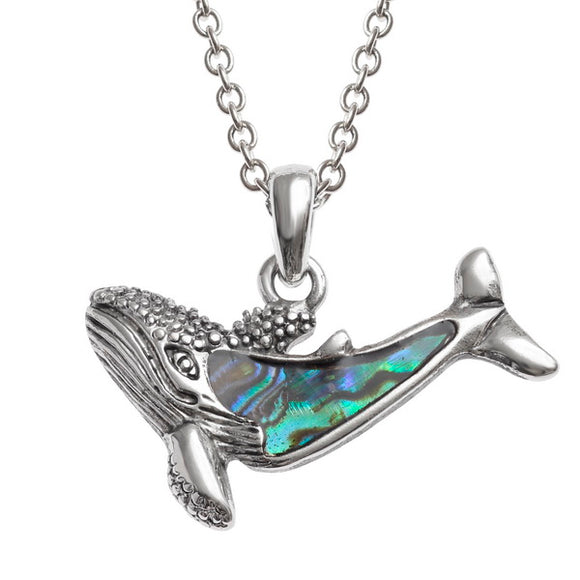 Tide Jewellery Inlaid Paua Shell Humpback Whale Necklace