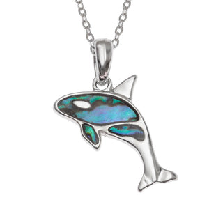 Tide Jewellery Inlaid Paua Shell Orca Whale Necklace