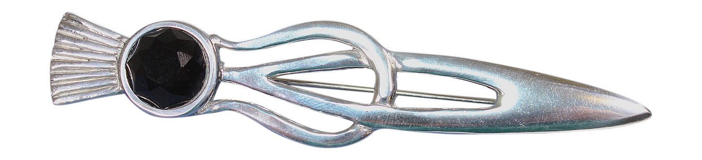 Thistle Pewter Kilt Pin - Various Stones Available