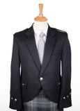 Traditional 13oz Barrathea Wool Black Argyll Jacket and 5 Button Vest - Long Fit