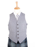 Traditional Light Grey Arrochar Tweed Braemar Jacket & 5 Button Vest - Long Fit