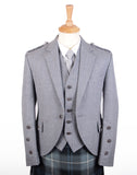Traditional Light Grey Arrochar Tweed Braemar Jacket & 5 Button Vest - Short Fit