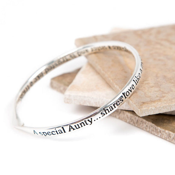 Love The Links Silver Special Aunty Aunt Auntie Quote Message Bangle Bracelet