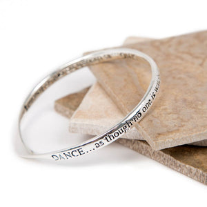Love The Links Silver Dance & Sing Like No Ones Watching Quote Message Bangle Bracelet