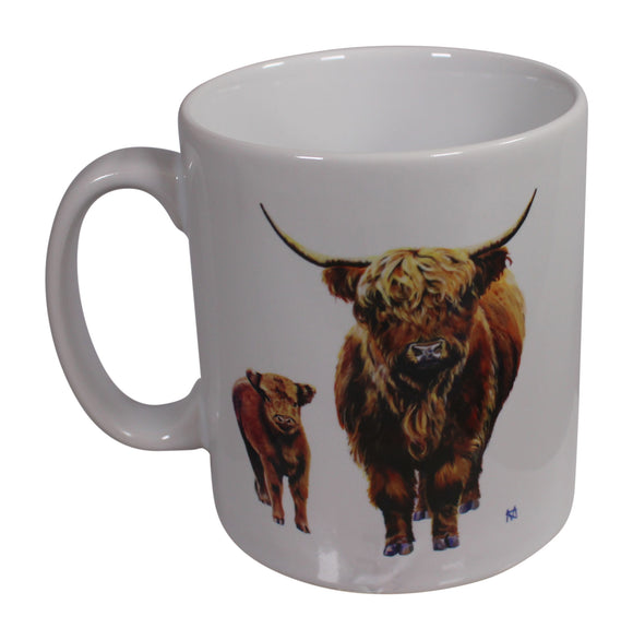 Mandy Anderson Butt & Ben Whisky & Ginger Highland Cow Coo Print Mug