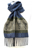 Calzeat of Scotland Blue Celtic Alba Highland Stag Blue Jacquard Wool Scarf