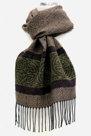 Calzeat of Scotland Nordic Forest Celtic Border Jacquard Wool Scarf