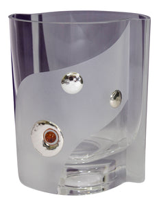 Art Gemelli Amber & Silver Decorated Dual Purpose Luxury Handmade Glass Vase & Candle Holder