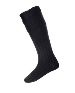 House of Cheviot Black Bubble Top Piper Knit Merino Wool Kilt Hose Socks