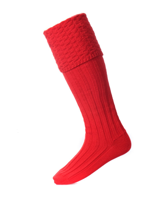 House of Cheviot Tartan Red Bubble Top Piper Knit Merino Wool Kilt Hose Socks