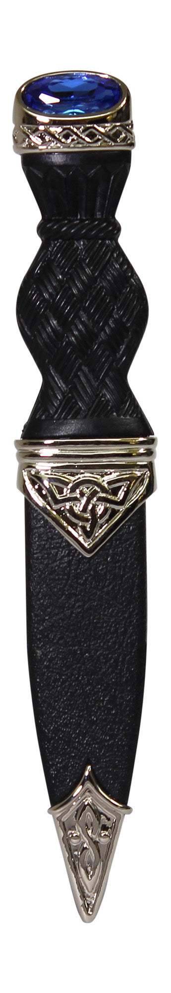 Scottish Polished Chrome Celtic Knot Stone Top Daywear Sgian Dubh