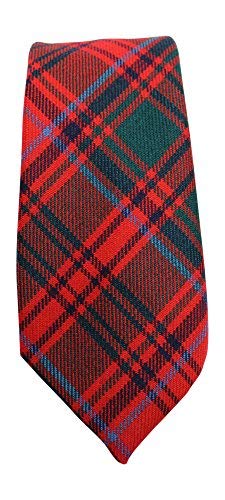 100% Wool Authentic Traditional Scottish Tartan Neck Tie - Grant Red Modern