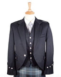 Traditional 13oz Barrathea Wool Black Argyll Jacket and 5 Button Vest - Regular
