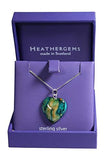 Stunning Scottish Heathergems Small Heart Drop Pendant Necklace with Chain