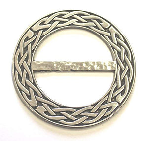 Large Celtic Knot Pewter Scarf Sash Plaid Ring