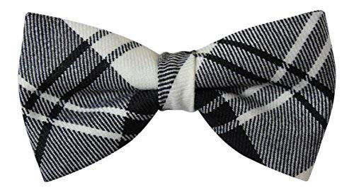Luxury Scott Black and White Tartan 'Sophisticate' Classic Adjustable Pre-tied Bow Tie