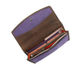 Cactus Ladies Slim Purple Canvas Flap Over Purse Wallet Mala with RFID Protection