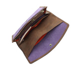 Cactus Ladies Slim Purple Canvas Flap Over Purse Wallet Mala with RFID Protection