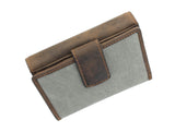 Cactus Grey Canvas Flap Over & Tab Purse Wallet Mala with RFID Protection