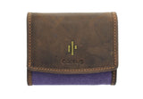 Cactus Small Purple Canvas Flap Over Purse Wallet Mala with RFID Protection