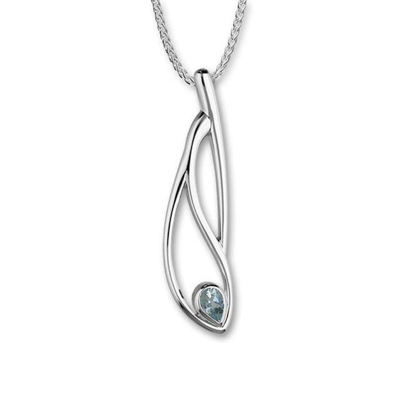 Ortak Scotland Elegant Retreat Aquamarine Sterling Silver Necklace Pendant