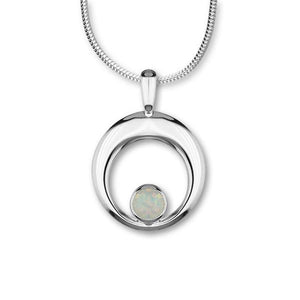 Ortak Scotland Harlequin White Opal Sterling Silver Pendant Necklace