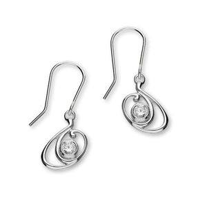 Ortak Scotland Retreat Cubic Zirconia Contemporary Sterling Silver Drop Dangle Earrings