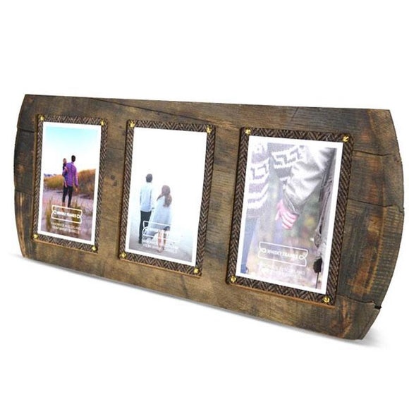Whisky Whiskey Barrel Triple Head 4 x 6 Rustic Photo Picture Frame