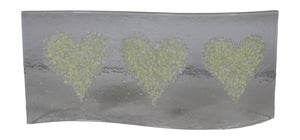 Jules Jules Hand Crafted White Love Heart Fused Glass Wave Panel