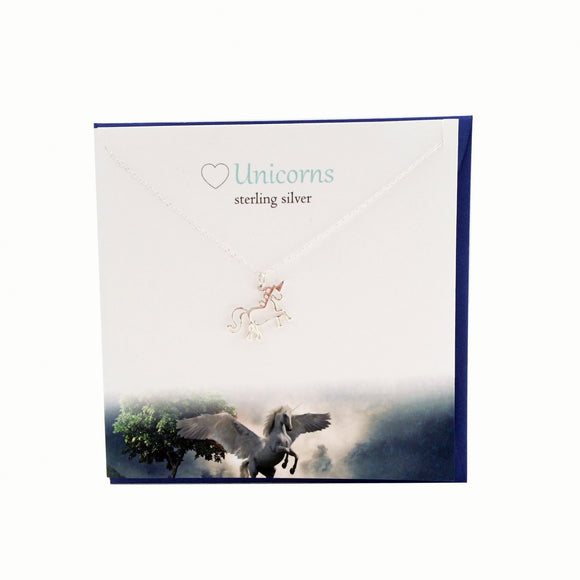 The Silver Studio Unicorn Necklace Pendant Card & Gift Set