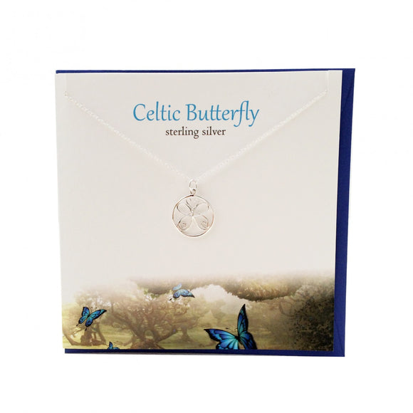 The Silver Studio Celtic Butterfly Necklace Pendant Card & Gift Set