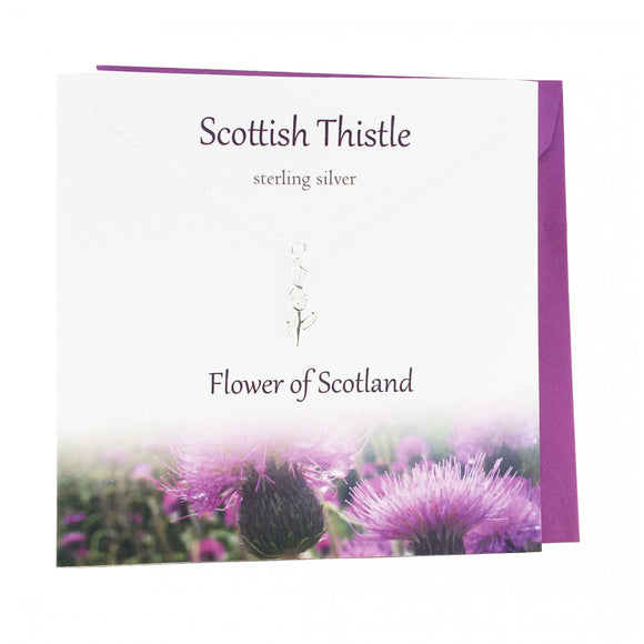 The Silver Studio Traditional Scottish Thistle Necklace Pendant Card & Gift Set