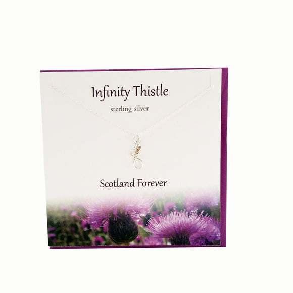 The Silver Studio Scottish Infinity Thistle Necklace Pendant Card & Gift Set