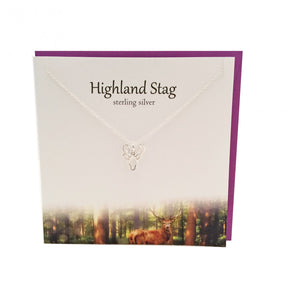 The Silver Studio Scottish Highland Stag Necklace Pendant Card & Gift Set
