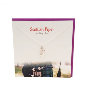 The Silver Studio Scottish Piper Bagpipe Necklace Pendant Card & Gift Set