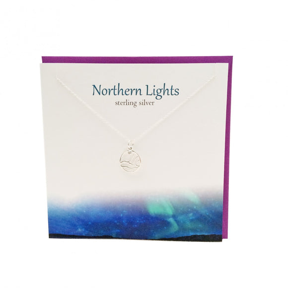 The Silver Studio Northern Lights Scene Necklace Pendant Card & Gift Set