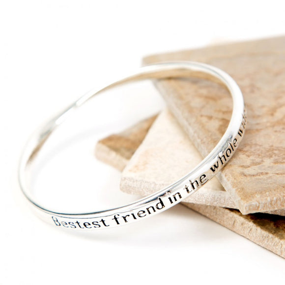 Love The Links Silver Bestest Friend In The Whole World Quote Message Bangle