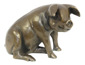 Oriele Cold Cast Bronze Large Sitting Pig Piggy Figure Figurine Decoration