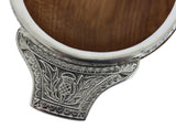 Art Pewter Wooden Oak Toasting Celebration Quiach With Scottish Thistle Detail Lug Handles