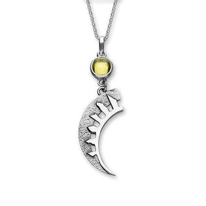 Ortak Half Moon Standing Stone Solstice Sterling Silver Necklace Pendant With Yellow Stone Inset