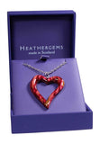 Stunning Scottish Heathergems Open Heart Drop Pendant Necklace with Chain