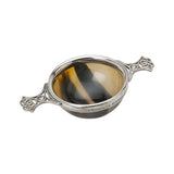 Pewter and Ox Horn Toasting Quaich - Traditional Scottish Whisky Bowl